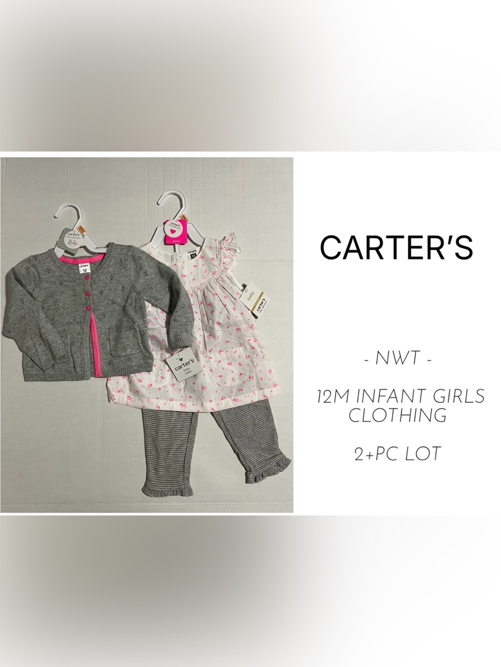 CARTER’S - 12M - NWT - INFANT GIRLS 2+PC FLORAL / CARDIGAN OUTFIT LOT